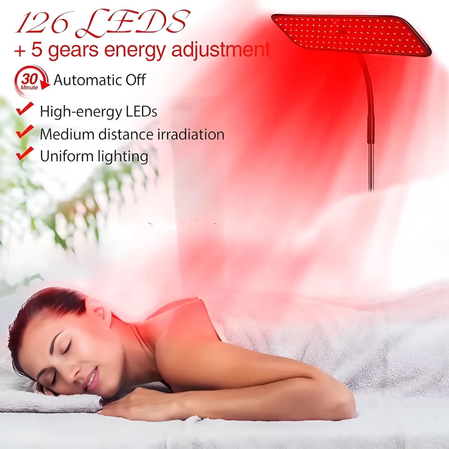 660Nm &850Nm near Infrared Light Device 25W LED Red Light Therapy Lamp with Stand Facial Skin Care for Relief Muscle Joint Pain