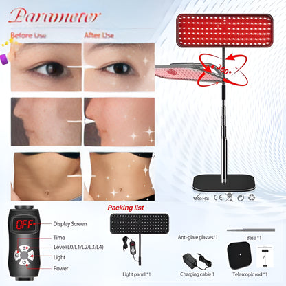 660Nm &850Nm near Infrared Light Device 25W LED Red Light Therapy Lamp with Stand Facial Skin Care for Relief Muscle Joint Pain