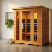 6-Person Cedar Infrared Sauna with 10 Carbon Heaters — Studio Shot